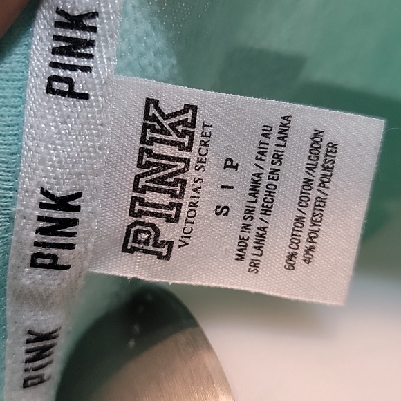 Womens Victoria Secret Pink Turquoise and Silver Logo Sweatshirt Size Small - Picture 9 of 9